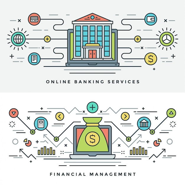 Flat line Banking and Financial Management Concept illustration