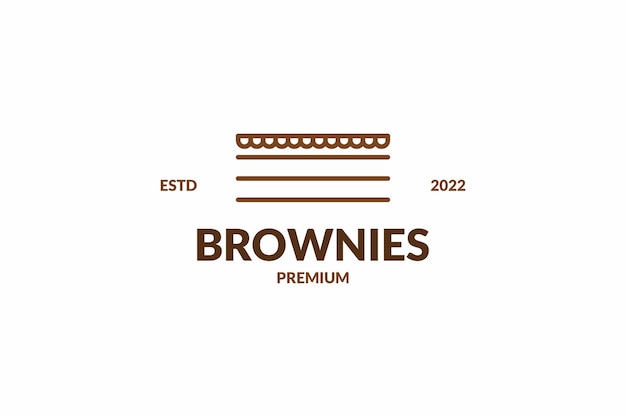 Design del logo dell'icona dei brownies a linea piatta