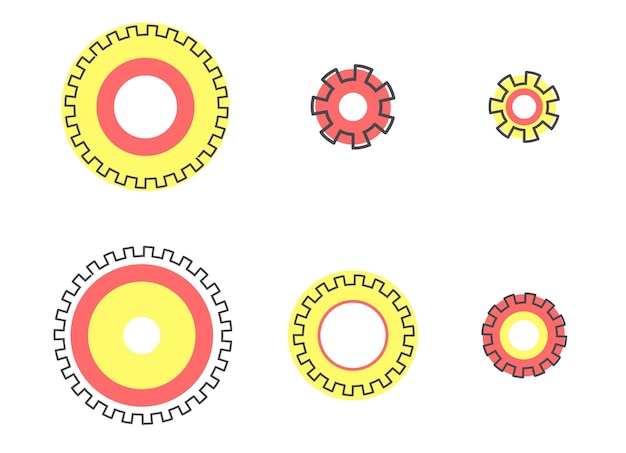 Flat line gears colored geometry