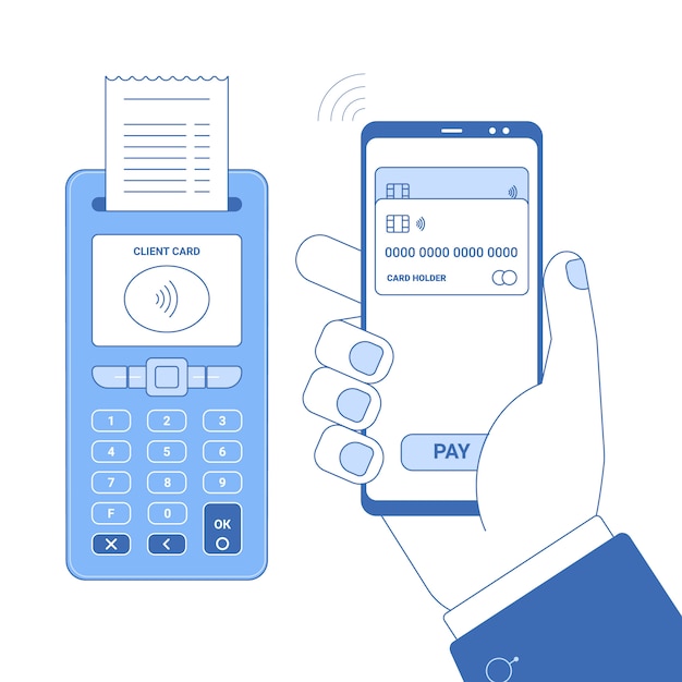 Flat line icon concept of wireless payment