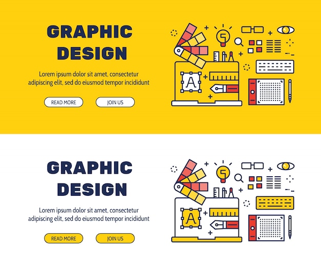 Design di icone di linea piatta di design graphic ed elementi