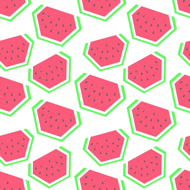 flat line seamless pattern watermelon colored geometry