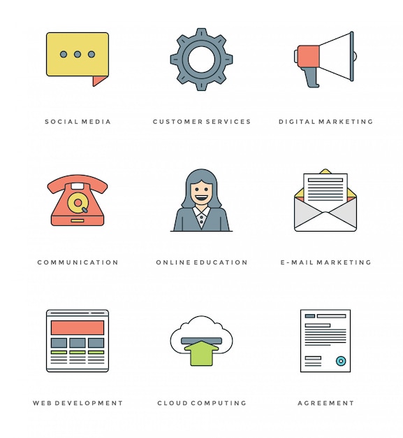 Flat line simple icons set. thin linear stroke icons essentials objects concept.