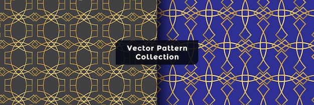 Vector flat linear arabic eye catching seamless pattern set collection.