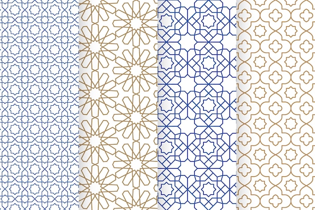 Flat linear arabic pattern collection