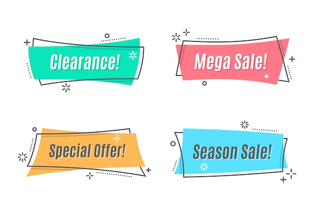 Vector flat linear promotion ribbon banner