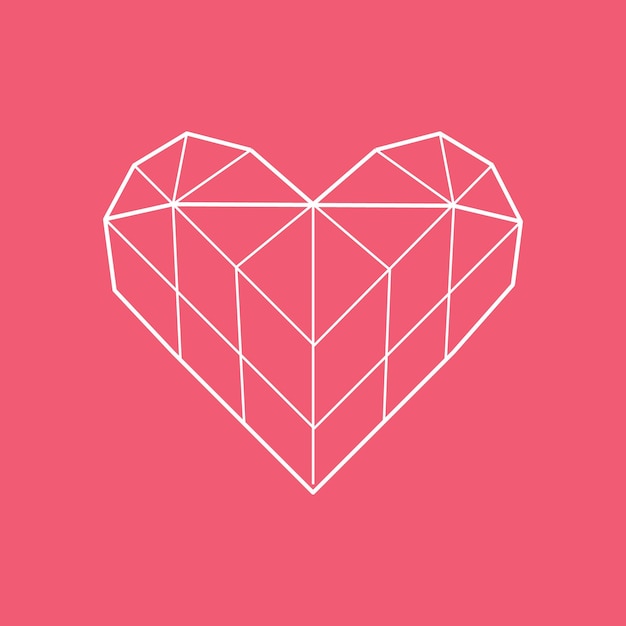 Vector flat lines geometric heart shape icon vector illustration