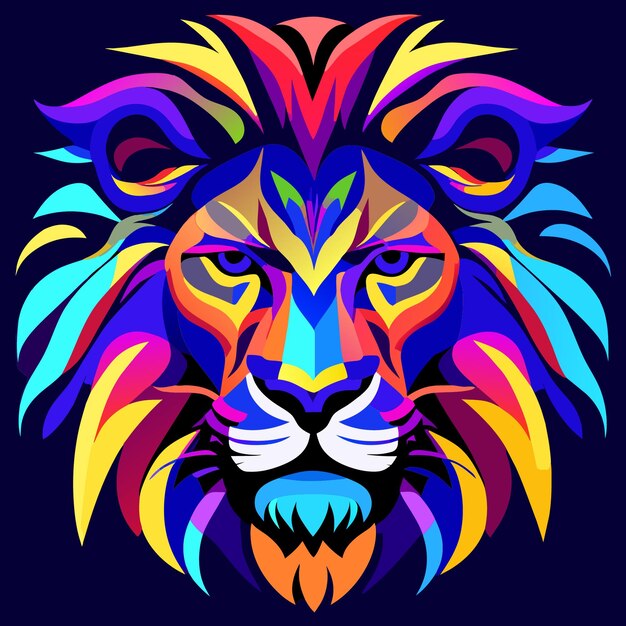 Flat Lion Art Яркие цвета