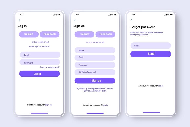 Flat Login aanmelden Wachtwoord vergeten UI Conceptontwerp
