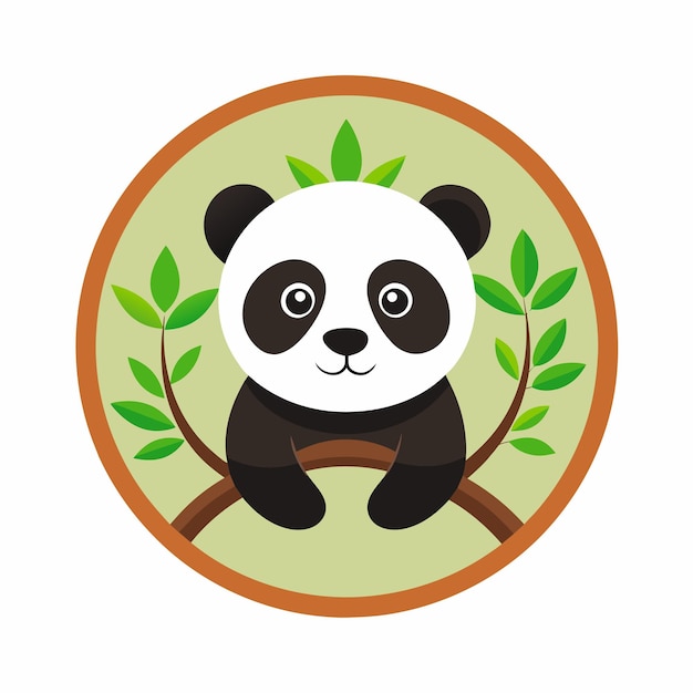 Vettore logo piatto panda carino 2