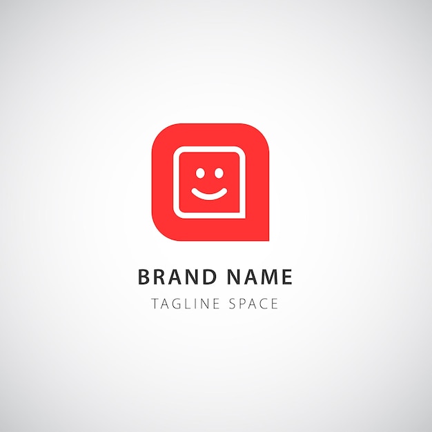 Flat Logo Design with small face icon