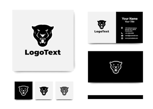 Vector flat logo panther with business card 03092022