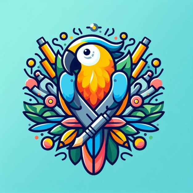 Flat logo parrot design