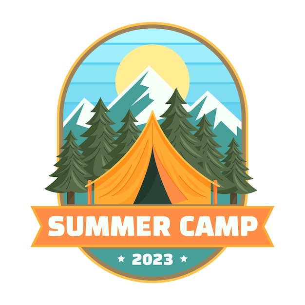 Flat logo template for summer camp