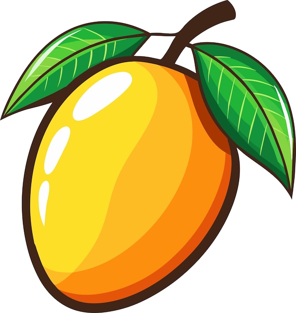 Vector flat logo vector hand drawn mango fruit illustration