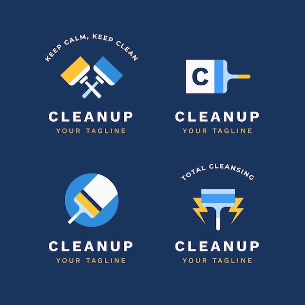 Vector flat logos collection for clean-up squeegee