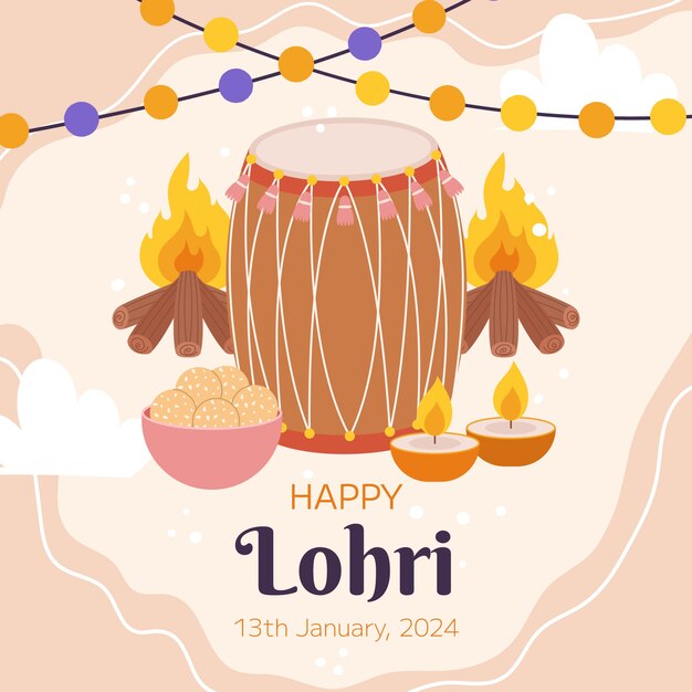 Vector flat lohri illustration