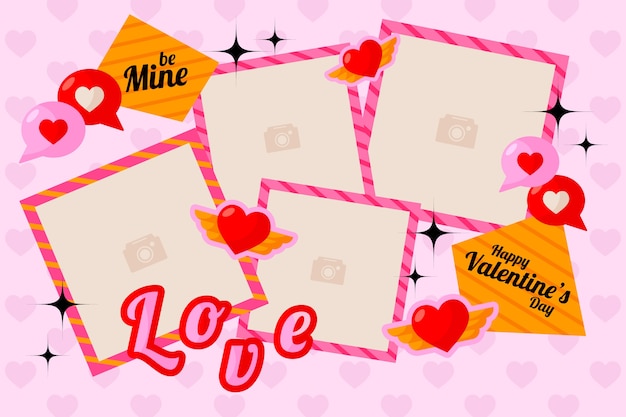 Vector flat love collage for valentine's day