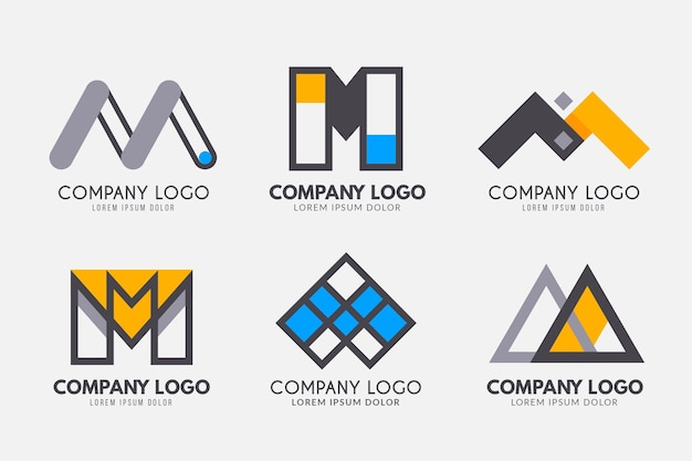 Flat m logo template collectie