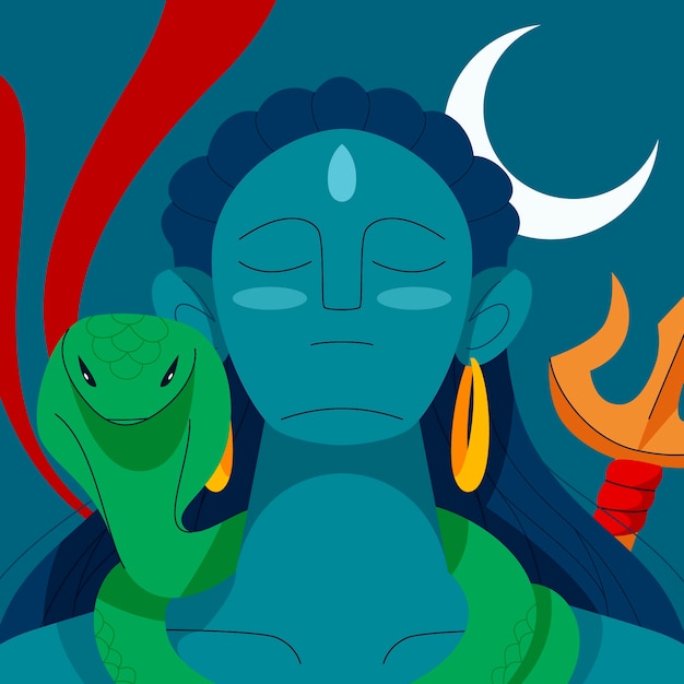 Flat maha shivaratri illustration