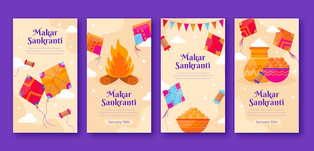 Flat makar sankranti celebration instagram stories collection