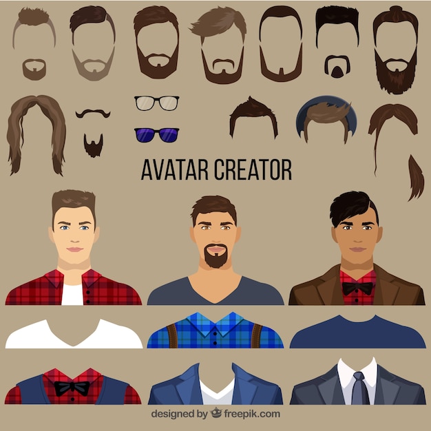 Vector flat male avatar creator