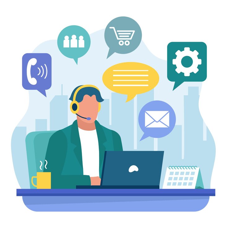 Vector flat man customer support