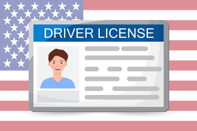 Flat man driver license plastic card template id card vector illustration