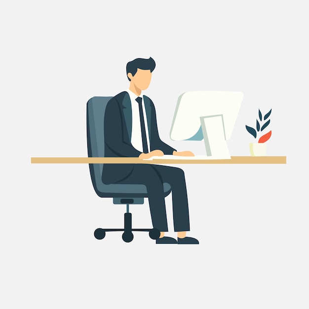flat man work at office vector design