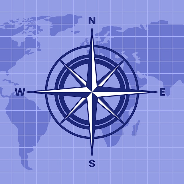 Vector flat map compass background