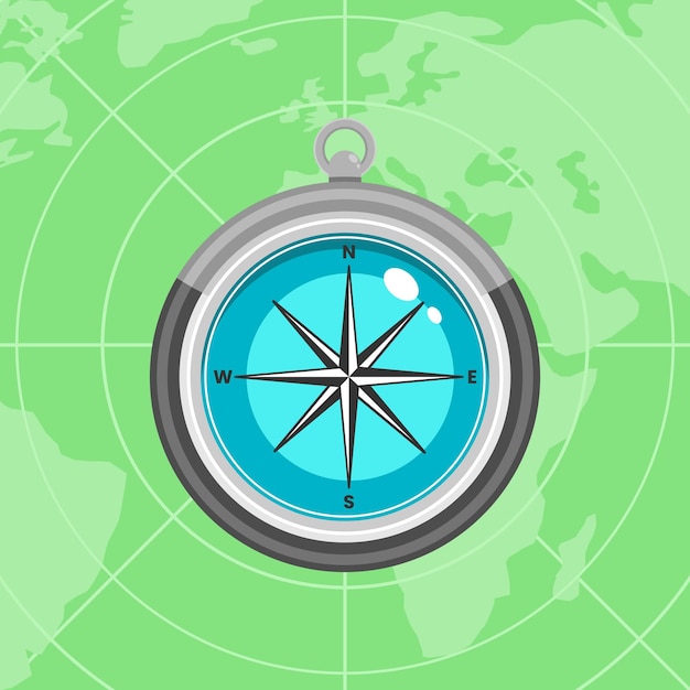 Vector flat map compass background