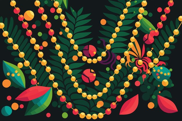 Flat mardi gras beads concept background