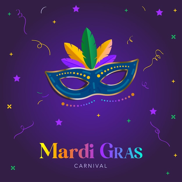 Flat Mardi gras colorful banner
