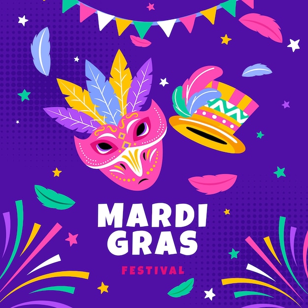 Flat mardi gras festival illustration
