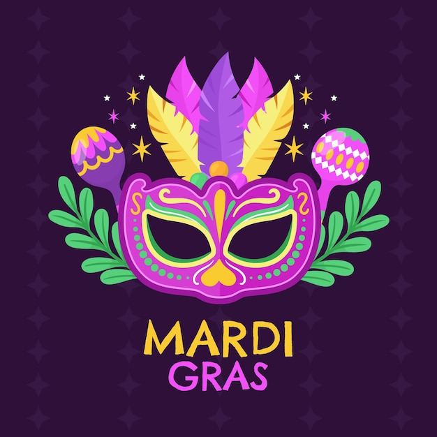 Vettore illustrazione piatta del festival del mardi gras