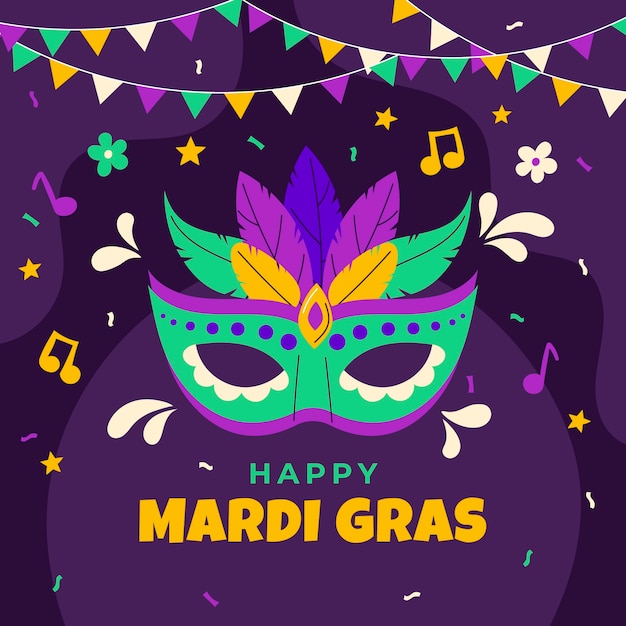 Flat mardi gras festival illustration