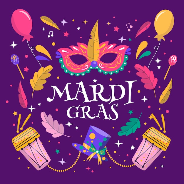 Flat mardi gras illustration