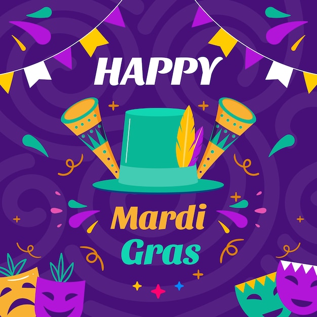 Vector flat mardi gras illustration