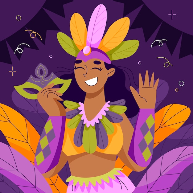 Vector flat mardi gras illustration