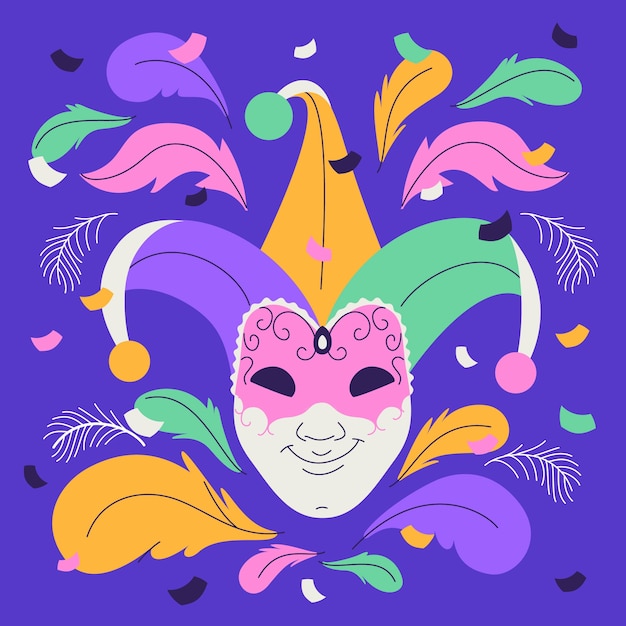 Vector flat mardi gras illustration