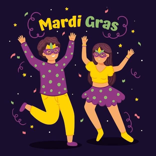 Vector flat mardi gras illustration