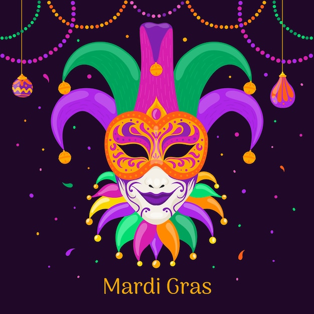 Illustrazione del mardi gras piatto