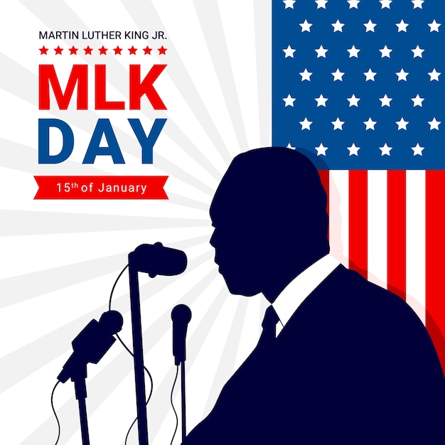 Flat martin luther king day illustration