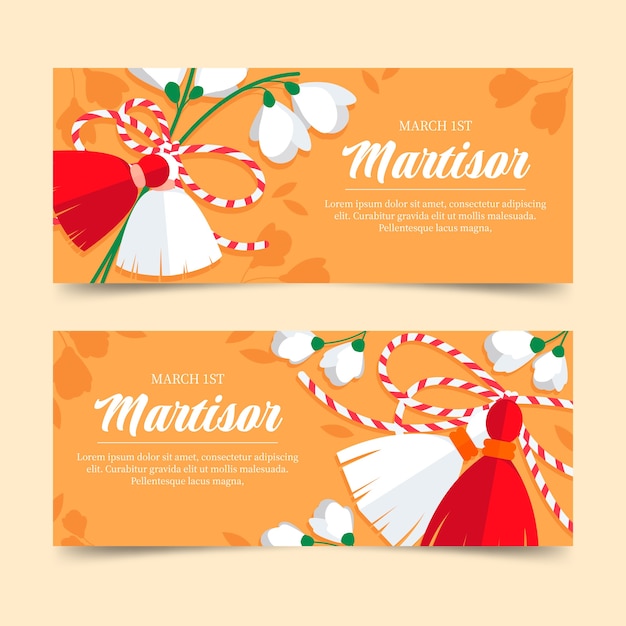 Set di banner orizzontali piatto martisor