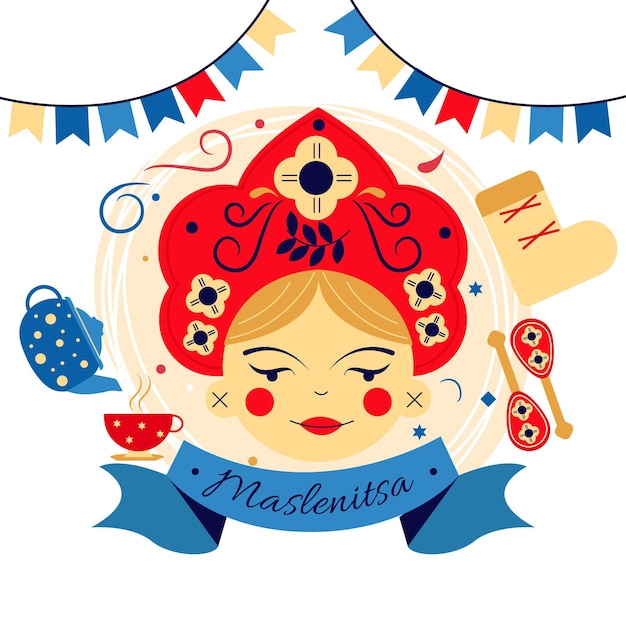 Vector flat maslenitsa illustration