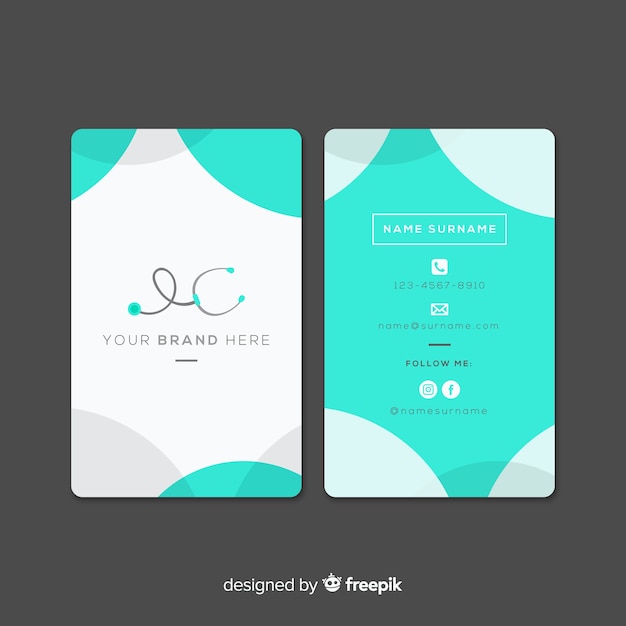 Flat medical business card design