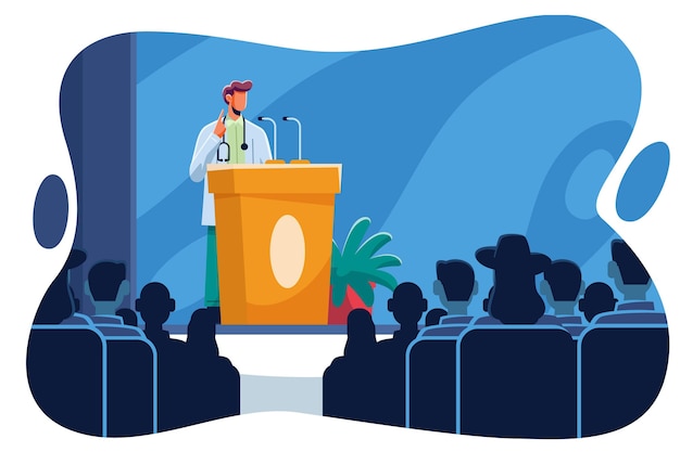 Vector flat medical conference illustration