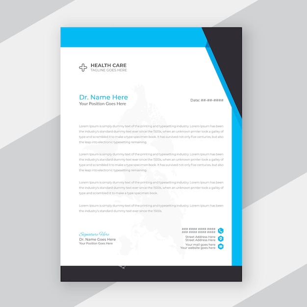 Flat medical healthcare letterhead design template