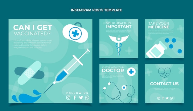 Vector flat medical ig post design template