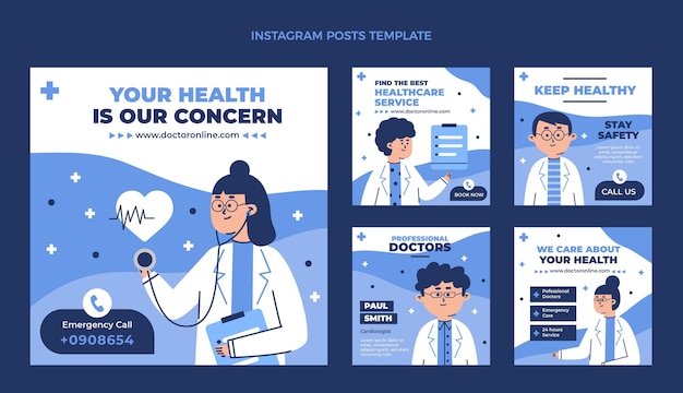 Modello di post instagram medico piatto